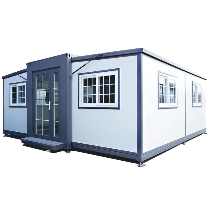 Portable Prefabricated Tiny Home 13x20ft, Mobile Expandable Plastic Prefab House for Hotel, Booth, Office, Guard House, Shop, Villa, Warehouse, Workshop (with Restroom)