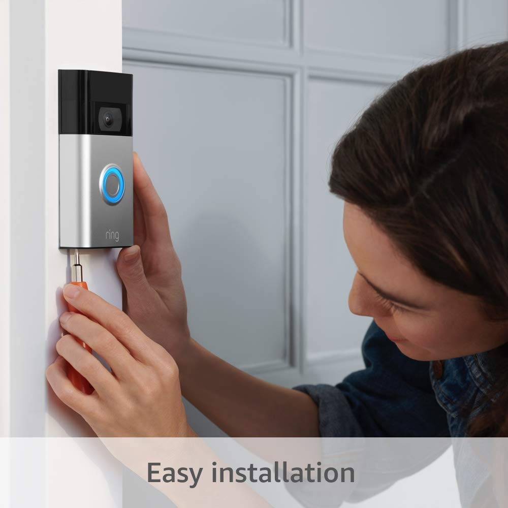 Ring Video Doorbell - 1080p HD video, improved motion detection, easy installation (2020 release) – Satin Nickel