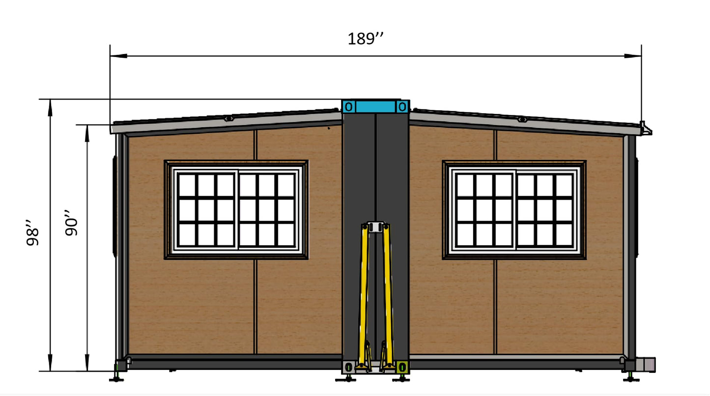 Portable Prefabricated Tiny Home 13x20ft, Mobile Expandable Plastic Prefab House for Hotel, Booth, Office, Guard House, Shop, Villa, Warehouse, Workshop (with Restroom)