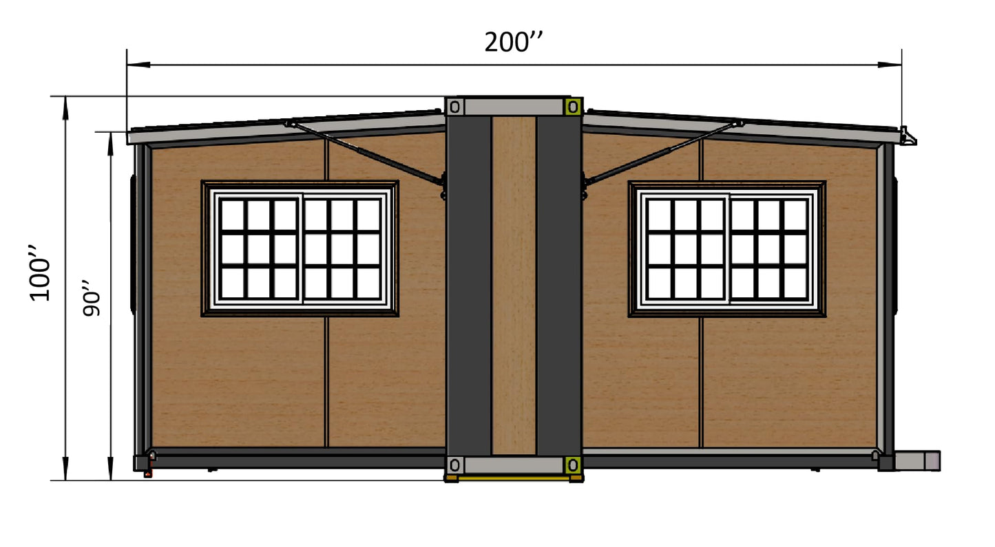 Portable Prefabricated Tiny Home 13x20ft, Mobile Expandable Plastic Prefab House for Hotel, Booth, Office, Guard House, Shop, Villa, Warehouse, Workshop (with Restroom)