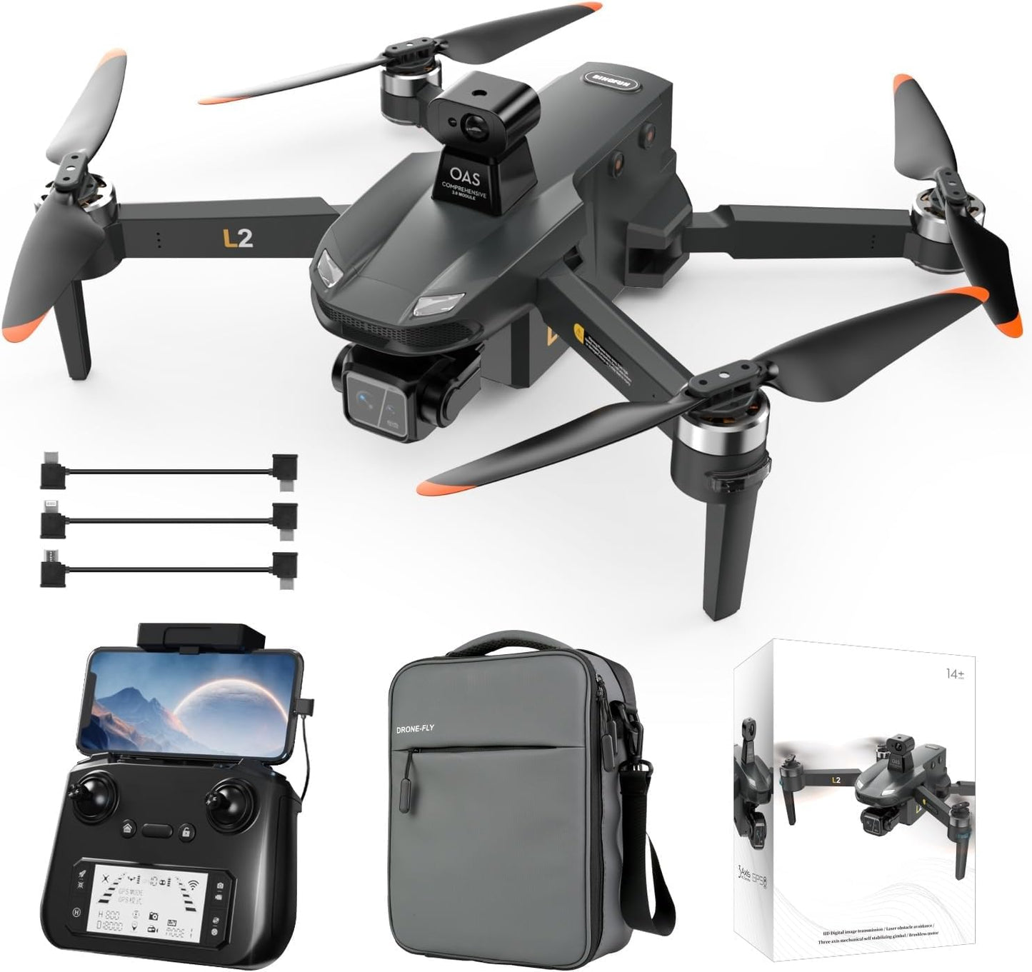 Drones with Camera for Adults 4K Night Vision, 3 Axis Gimbal EIS for Video, 5 Miles Safe Long Range, 82Mins Flight Time, Professional Drone with 5G Digital Transmission Easy Cable Connection Way, 360° Laser Obstacle Avoidance, GPS Auto Return Home, Follow