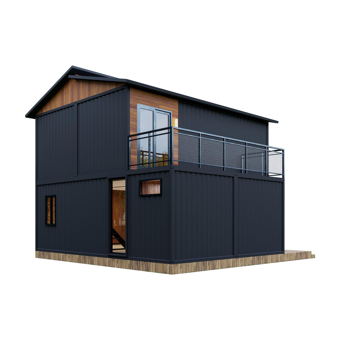 Barn Homes Double Story Flat Pack House with Bathroom and Kitchen, Foldable Tiny Home, 20ft & 40ft, Mobile House, Modular Homes, Container Homes, Tiny House to Live in, Cabin Prefab (40FT)