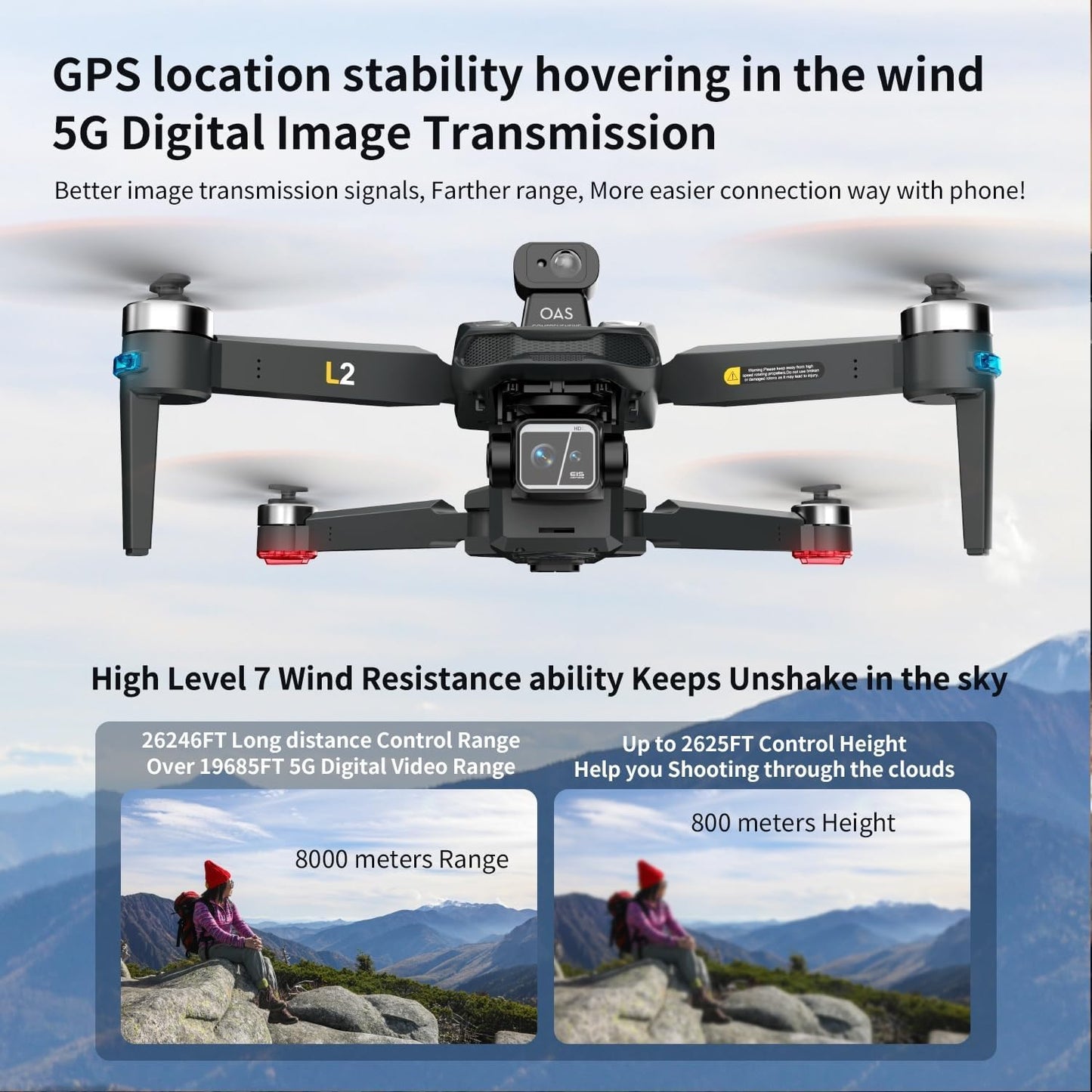 Drones with Camera for Adults 4K Night Vision, 3 Axis Gimbal EIS for Video, 5 Miles Safe Long Range, 82Mins Flight Time, Professional Drone with 5G Digital Transmission Easy Cable Connection Way, 360° Laser Obstacle Avoidance, GPS Auto Return Home, Follow