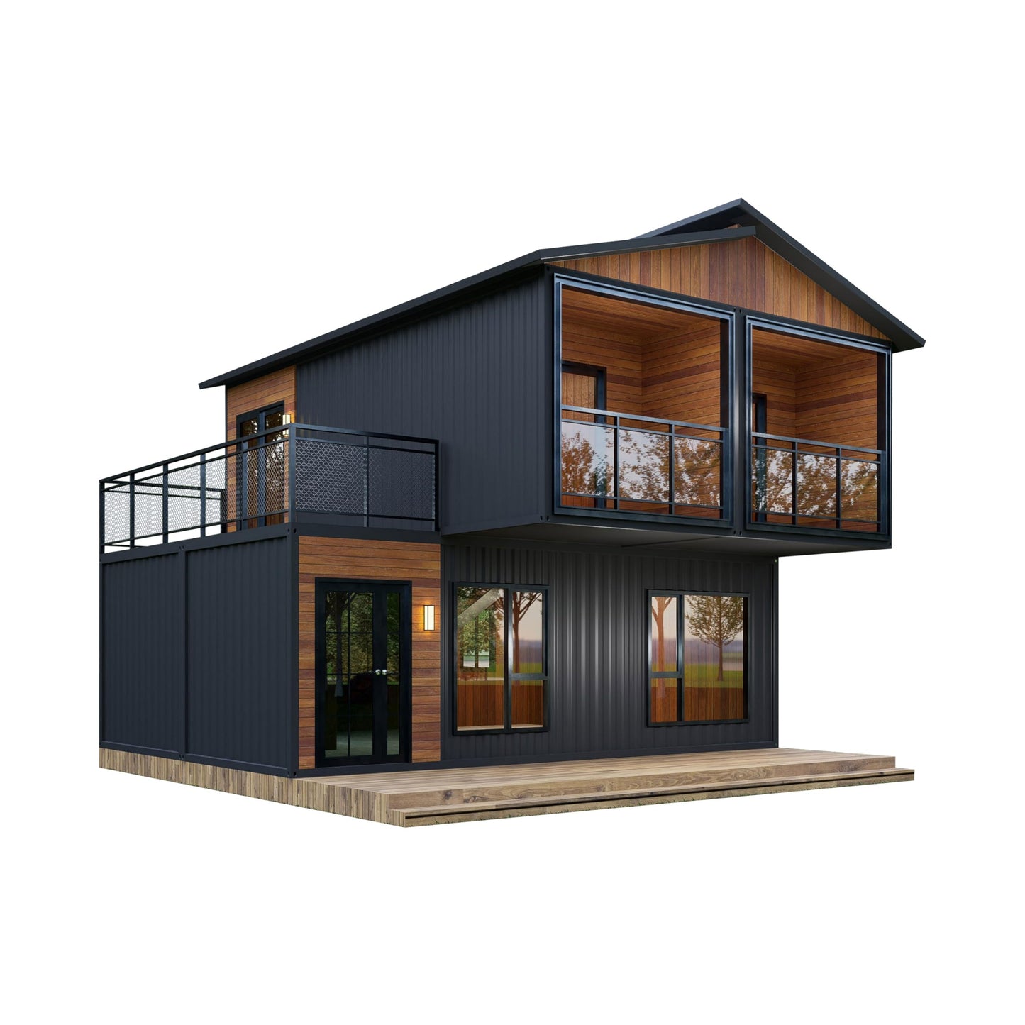 Barn Homes Double Story Flat Pack House with Bathroom and Kitchen, Foldable Tiny Home, 20ft & 40ft, Mobile House, Modular Homes, Container Homes, Tiny House to Live in, Cabin Prefab (40FT)